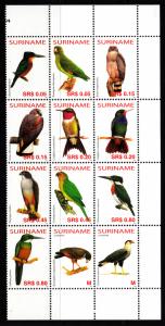 Surinam MNH Scott #1318 Block of 12 Birds