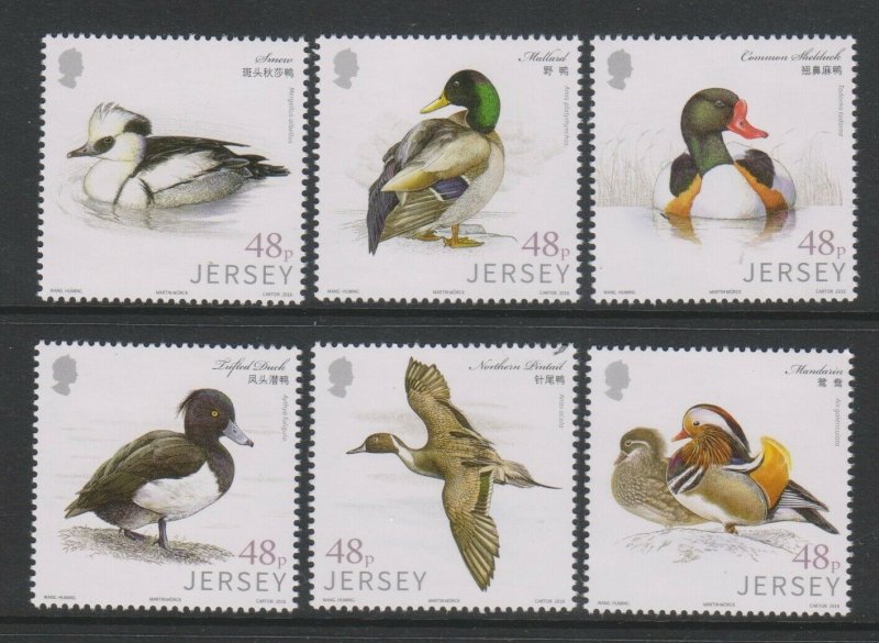 JERSEY SG#2095-2100 China JOINT Issue BIRDS ~ DUCKS ~ WATERFOWL (2016) MNH