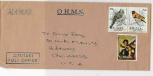 Cook Islands 1990 O.H.M.S. Airmail to U.S.A. Birds + Baby Stamps Cover R 18000