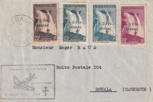 1940, Douala, Cameroun, Spitfire Overprint Cover, Sc #B10-B13 (46508)