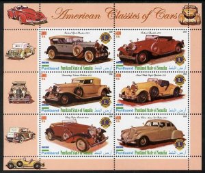 PUNTLAND - 2011 - Classic Cars of America #1 - Perf 6v Sheet-Mint Never Hinged