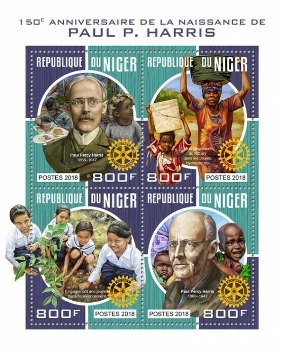 HERRICKSTAMP NEW ISSUES NIGER Paul Harris Sheetlet