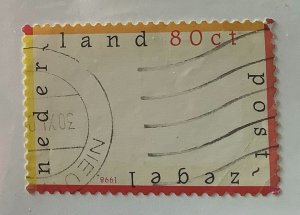 Netherlands 1998 Scott 1007e used - 80c, Blank Stamp with Optional Labels