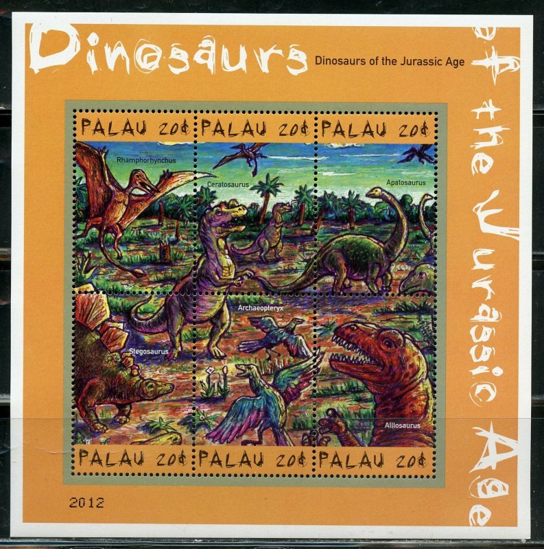 PALAU SCOTT #574/75 DINOSAURS  SET OF TWO SHEETS MINT NH 