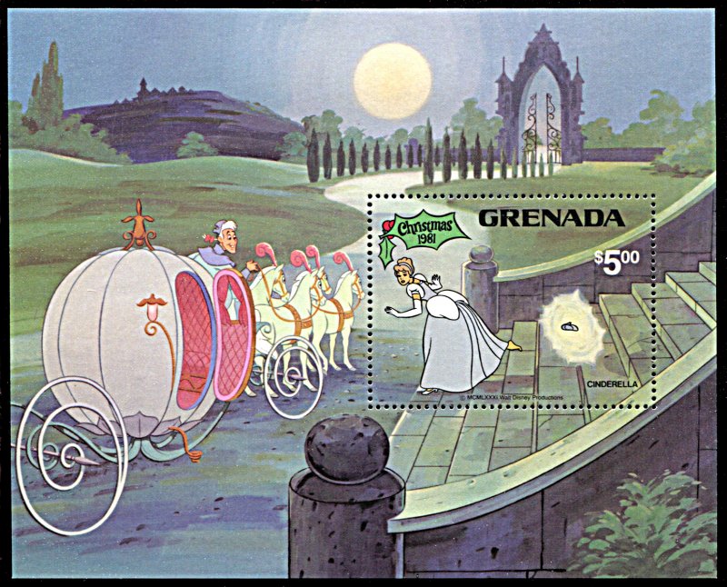 Grenada 1072, MNH, Disney Christmas Cinderella souvenir sheet