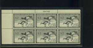 Scott #RW21 Federal Duck Mint Plate block of 6 Stamps  NH (Stock #RW21-pb2)