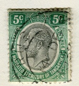 TANGANYIKA;  1927-31 early GV issue fine used 5c. value