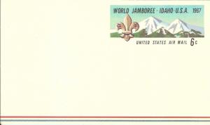 US 1967 Air Postal Card, 6 cent Borah Peak Lost River Range   Cat #UXC7  MNH