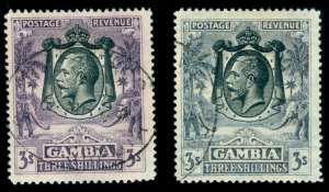 MOMEN: GAMBIA SG #138-139 1922-1929 SCRIPT CA USED LOT #60000