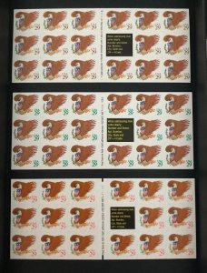 USA #2595a-2596a-2597a Eagle & Shield 3 Booklets,Red,Green and Brown MNH