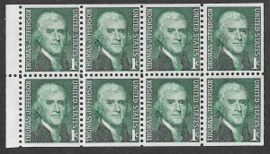 #1278A 1 cent Thomas Jefferson Pane (1965) Stamp mint OG NH EGRADED XF 91 XXF