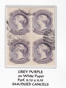 NOVA SCOTIA # 9 VF- BLOCK OF 4 2cts LIGHT SMUDGED CANCELS 3 FACE FREE