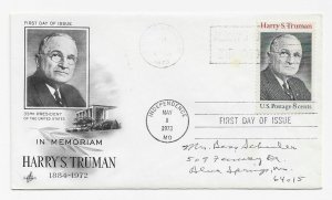 US 1499 8c Harry S. Truman (33rd President) single FDC Artcraft Cachet ECV $7.50