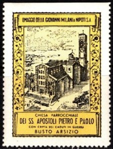 Vintage Italy Poster Stamp Parish Church Holy Apostles Peter Paul Crypt Fallen