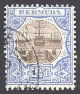 Bermuda Sc# 37 Used (a) 1906-1910 2 1/2p blue & brown Dry Dock