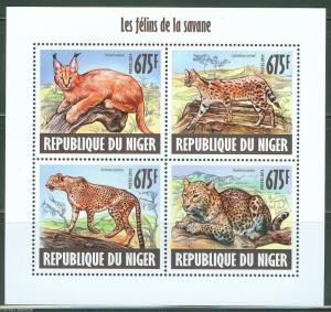 NIGER 2013 WILD CATS  SHEET OF FOUR MINT NH