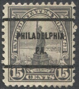 US Sc 696 Used 15c Liberty, PHILADELPHIA / PA  Bureau Precancel, VF