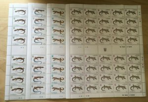 FULL SHEETS Tuvalu 1986 SC 384-7 - Geckos - 4 Sheets of 40 - MNH