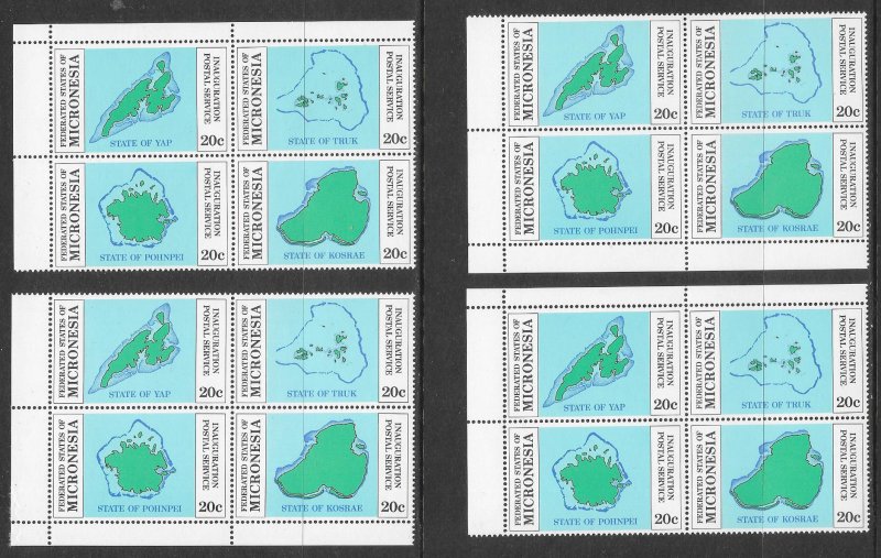 MICRONESIA (30) Setenant Blks-Plate Blocks Sc#4a (Sc#1-4) ALL Mint Never Hinged