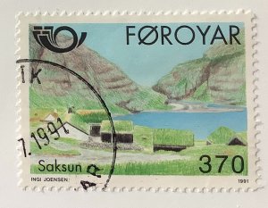 Faroe Islands 1991 Scott 226 used - 370o,  Saksun, Landscape,  Tourism, Norden