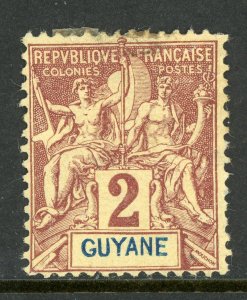 Guiana 1892 French Colony Guyane 2¢ Scott #37 Mint O424