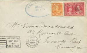 1932 R.M.S. LADY NELSON MAILED AT SEA cachet  on cover with Canada 3c franking