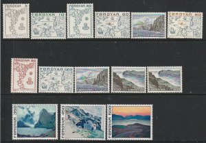 1975 Faroe Islands - Sc 7-20 - 14 single - MNH VF - Faroe Scenes