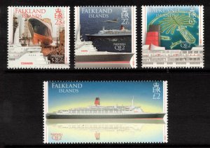 FALKLAND ISLANDS 2008 QE2 Farewell Voyage; Scott 973-76, SG 11167-19; MNH