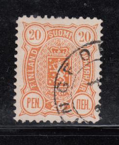 Finland 1889-92 used Scott #41 20p Coat of Arms Cancel possibly Helsingfor