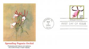 US FIRST DAY COVERS AMERICAN ORCHIDS - SET OF 4 FLEETWOOD CACHETS ISSUED 1984