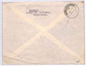 GIBRALTAR WW2 KGVI Cover MAGENTA *PASSED CENSOR* 1942 Liverpool {samwells}YW43