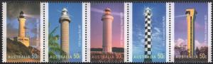 Australia 2512a - Mint-NH  - 50c Lighthouses (Strip of 5) (2006) (cv $5.25)