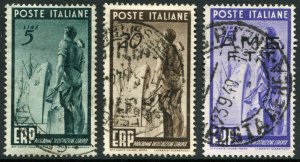 ITALY # 515 - 517 F-VF Used Set with CDS - EUROPEAN RECOVERY PROGRAM - S5707