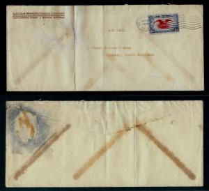 COVER US AIR MAIL 6c #C23 Eagle - Lincoln Manufacturing Co. Detroit Mich 1936