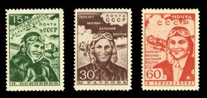 Russia #718-720, 1939 Women Aviators, set of three, never hinged