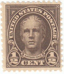 Scott# 551 - 1/2 C Olive Brown - Nathan Hale - MNH