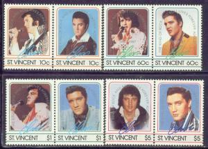 ST.VINCENT 1009-12 MNH 1985 ENTERTAINER-ELVIS PRESLEY OVPTS.