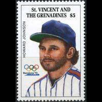 ST.VINCENT 1992 - Scott# 1731 Baseball-H.Johnson $5 NH