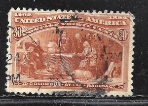 #239 US 30 CENT ORANGE BROWN COLUMBIAN-USED-N/G-FINE