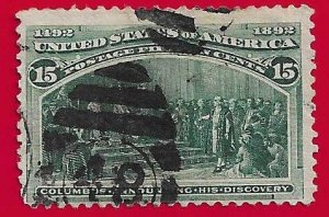 US SCOTT#238 1893 15c COLOMBUS ANNOUNCING DISCOVERY - USED