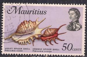 Mauritius 1969 - 73 QE2 50cts Orange Spider Conch  SG 393 ( F1412 ) 