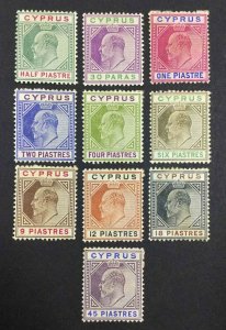 MOMEN: CYPRUS SG #62-71 1904-10 MINT OG H £350 LOT #64463