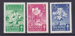 Finland B101-03 MNH 1950 Various Flowers Set of 3 Very Fine