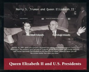 MARSHALL ISLANDS QUEEN ELIZABETH II & US PRESIDENTS HARRY TRUMAN IMPF SHEET  NH