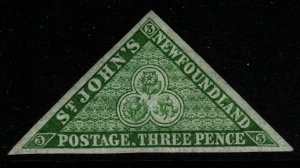 NEWFOUNDLAND SG11 1860 3d GREEN MTD MINT