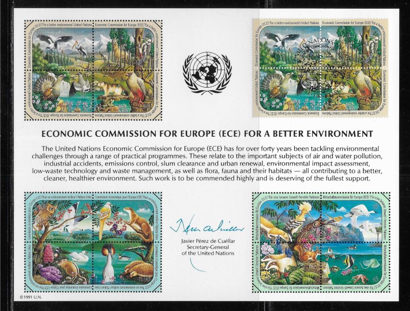 United Nations Souvenir Card Scott SC39 ECE Mint, NY FD, Geneva FD, Vienna FD