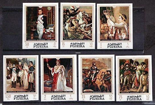 Fujeira, Mi cat. 417-423 B. Napoleon Paintings, IMPERF issue. ^