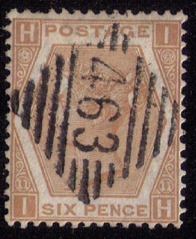 GB UK Scott #59b Used Victoria PL-11 Pale Buff VF Cat. $90.00