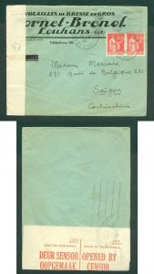 France. 1940 Cover. Louhans. 2 x 50c.Adr: Saigon.Indochina. South Africa Censor.