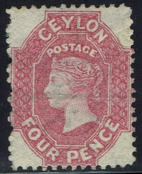 CEYLON 1867 QV 4D ROSE WMK CROWN CC SG TYPE W6